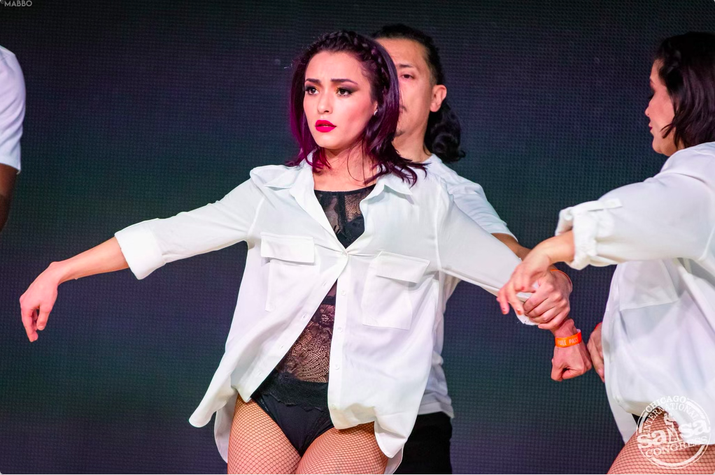 Pamela performing with the Latin Rhythms Dance Company at the Chicago Salsa Congress